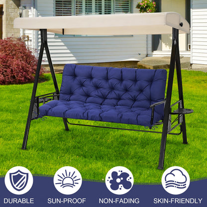 EverPine Outdoor Swing Cushion Replacement Patio Bench Cushion Waterproof Thick Seat Pad for Porch Swing Daybed Garden Sofa Furniture (Navy Blue)