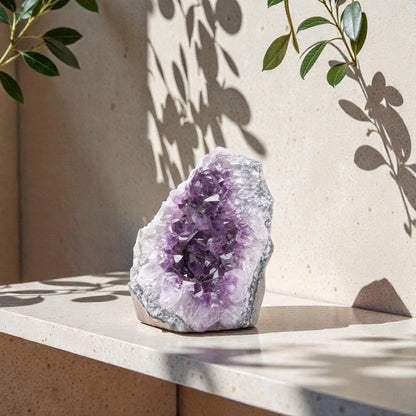 EMPORION Natural Amethyst (0.5 lb to 1 lb) - 3" to 4.5" Height - Crystal Clusters Stone from Uruguay Raw Geode Quartz - Deep Purple Color