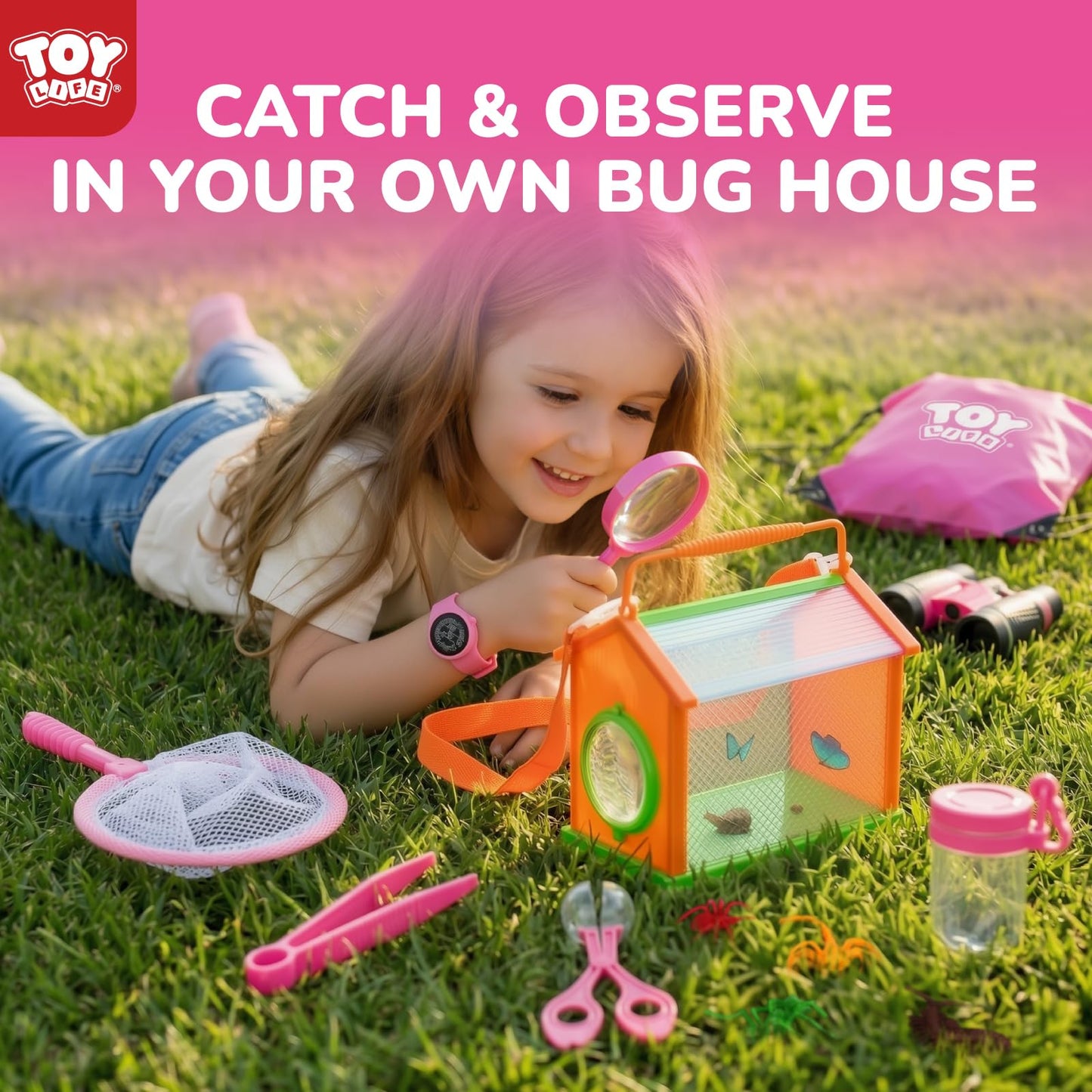 TOY Life Kids Explorer Kit with Bug Catcher for Kids, Bug Catching Kit with Bug Toys, Kid Safari Vest & Hat, Compass, Binoculars, Magnifying Glass, Educational Outdoor Toys Girls Kid Adventure Kit