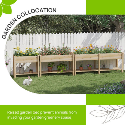 Raised Garden Bed with Legs, Wooden Planter Box with Storage Shelf, Elevated Wood Planter Box for Vegetables Flowers Herbs, Garden Planter for Backyard, Patio, Balcony, 48x24x30.7inch (Natural, M)