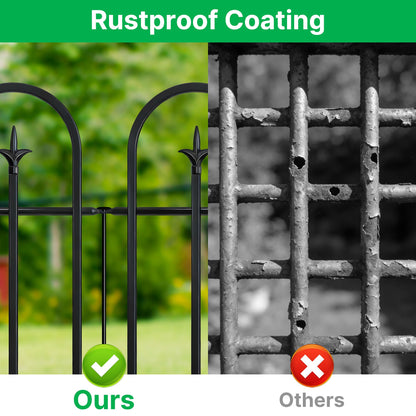 ARIFARO 36" H x 28" W No Dig Garden Fence, 5 Panels 11.6ft Black Metal Decorative Fence, Rustproof Easy Assembly Garden Border for Flower Bed, Yard, Patio