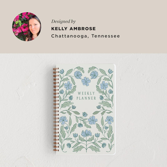 Minted Botanical 2026 Weekly & Monthly Undated Planner, 5.5" x 8.5" Floral Spiral Bound Planner Notebook for School, Work, 132 Pages, Undated Monthly & Weekly Layouts with 2026–2027 Reference Calendar