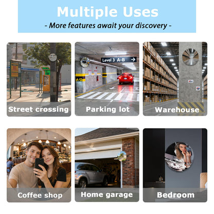 Convex Mirror 11.65" Adjustable Acrylic Wide Angle View Traffic Mirror for Bedroom Enhanced Security Coverage in Warehouses, Garage Parking, and Addressing Indoor/outdoor Corner Security