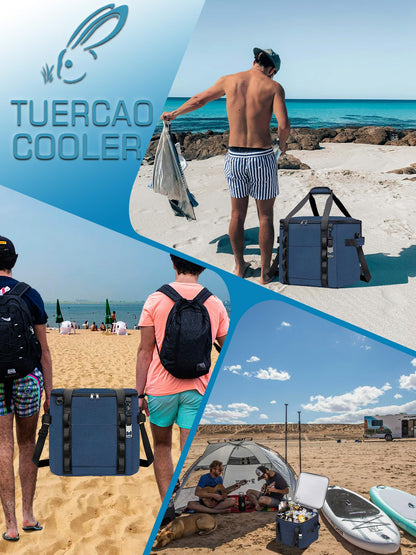 TuErcao Soft Cooler Bag, 9"x9"x9" 20 Cans Leakproof Insulated Small Ice Chest for Travel Beach Camping Picnic, Lightweight Portable Collapsible Cooler Box with Shoulder Strap for Car, Light Grey