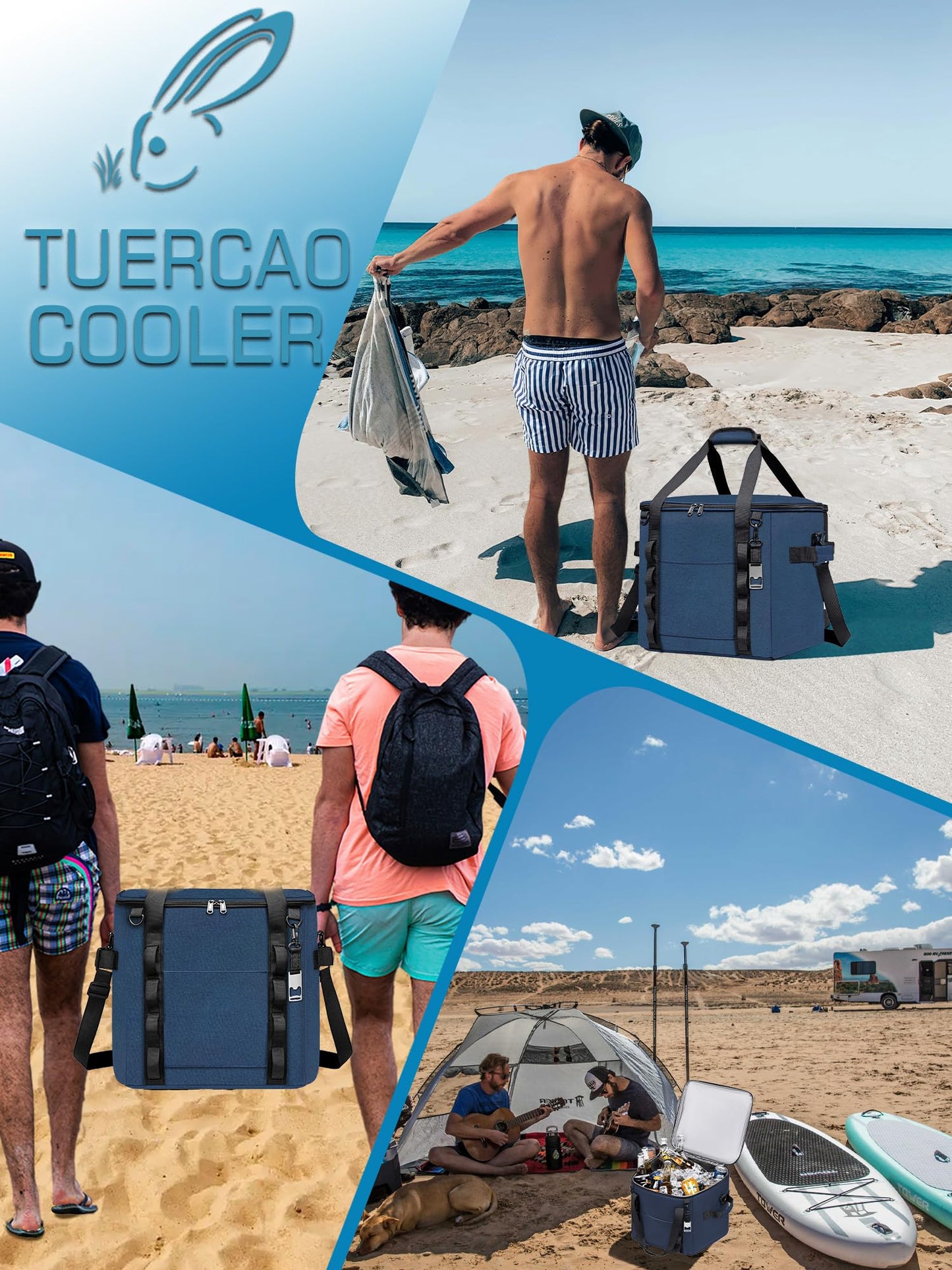 TuErcao Small Insulated Cooler Bag, 10"x10"x10" 30 Can Leak Proof Portable Collapsible Soft Ice Chest for Beach Hiking Picnic Lunch Camping Car Road Trips, Light Grey