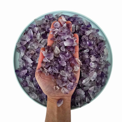 1 Pound Crushed Amethyst Crystal Bulk Chips Raw Stones for Crafting, Beading and Healing