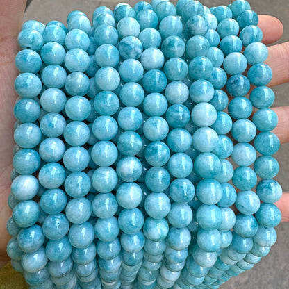 38pcs 10mm Natural Stone Beads Larimar Blue Stone Round Loose Beads for Jewelry Making DIY Bracelets Necklace