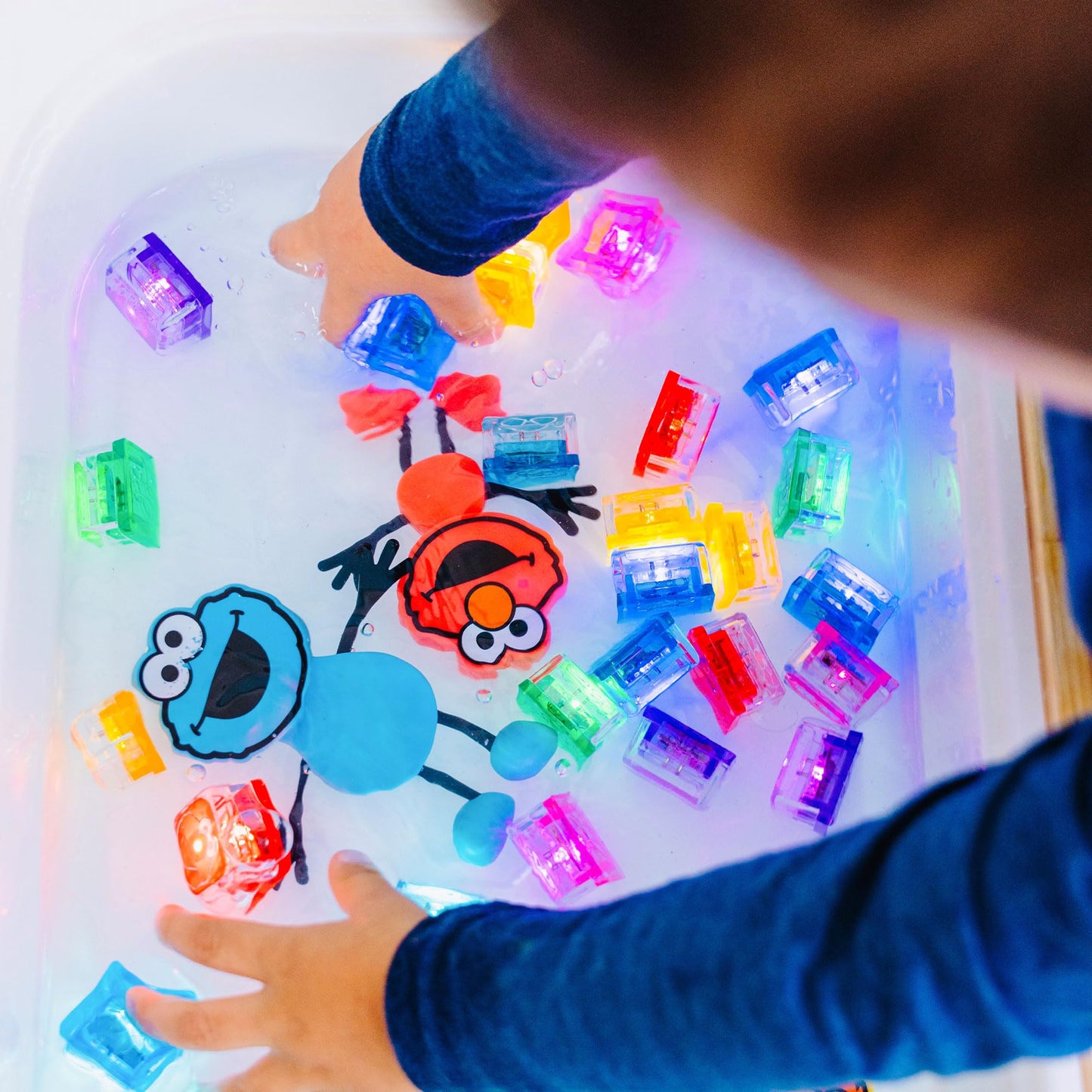 Glo Pals x Sesame Street Water-Activated Light-Up Cubes for Sensory Play (Cookie Monster - Cubes Only) - Easter Basket Stuffers for Kids | Sensory Easter Toys