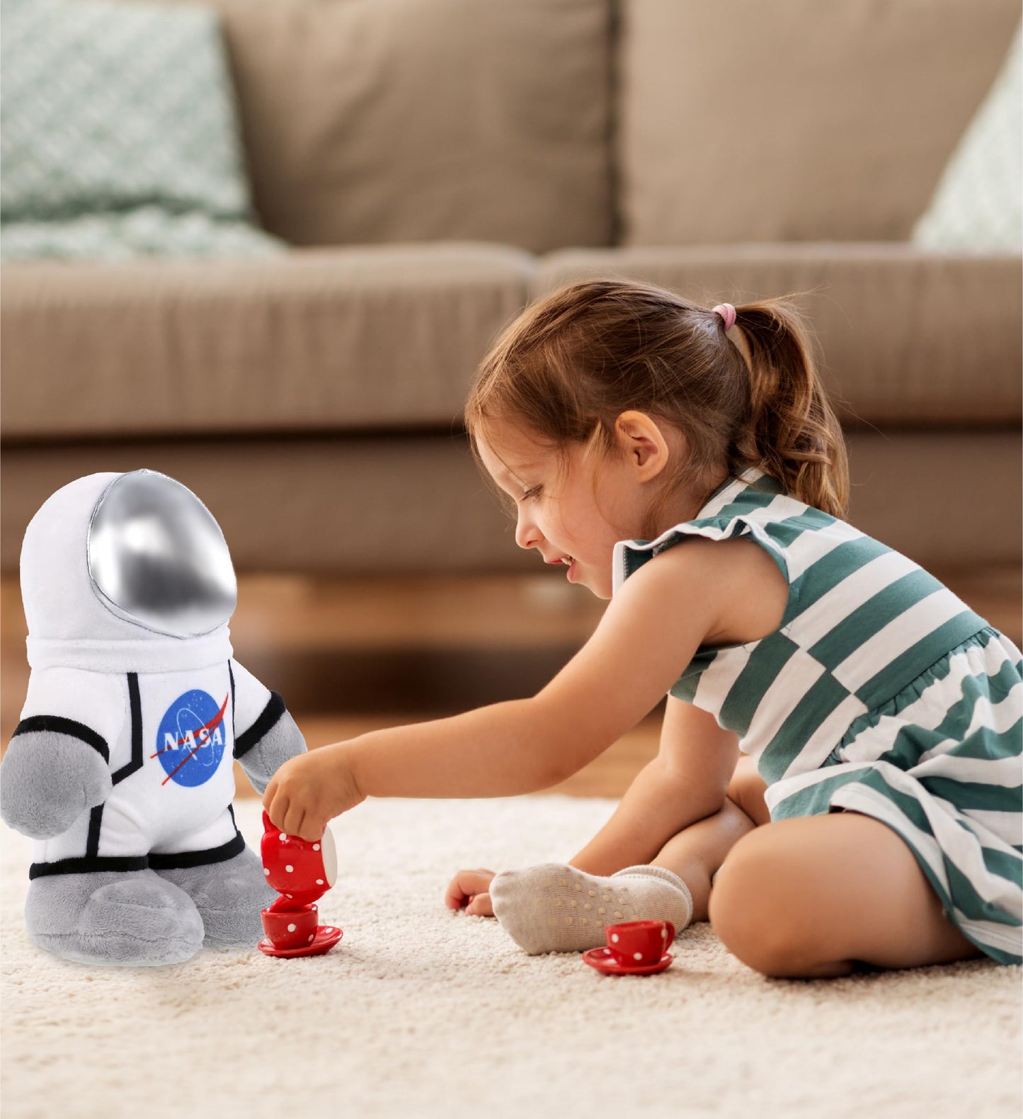 DolliBu Snug Mooshies Standing Astronaut Stuffed Plush Toy - Cuddly Super Squishy, Huggable Big Plush for Girls and Boys, Cute Toy Stuffed Pillow for Kids - 9 inches