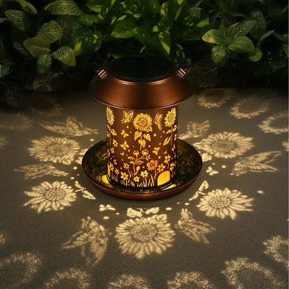 Sunflower Solar Bird Feeder for Outdoors Hanging Solar Lanterns Waterproof Metal Wild Bird Feeders Garden Outside Yard Decor Christmas Birthday Gifts for Women Mom (Butterfly