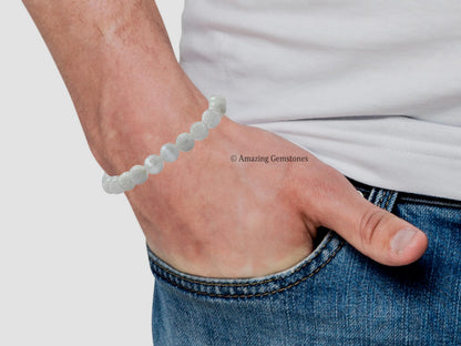 Amazing Gemstone Crystal Bracelet for Women Men's Gifts - Protection Healing Crystal Bracelet - 8mm Gemstone Beaded Stretchable Bracelet Pulseras Para Hombres Mujer Stocking Stuffers Mothers Day Gift (Selenite)