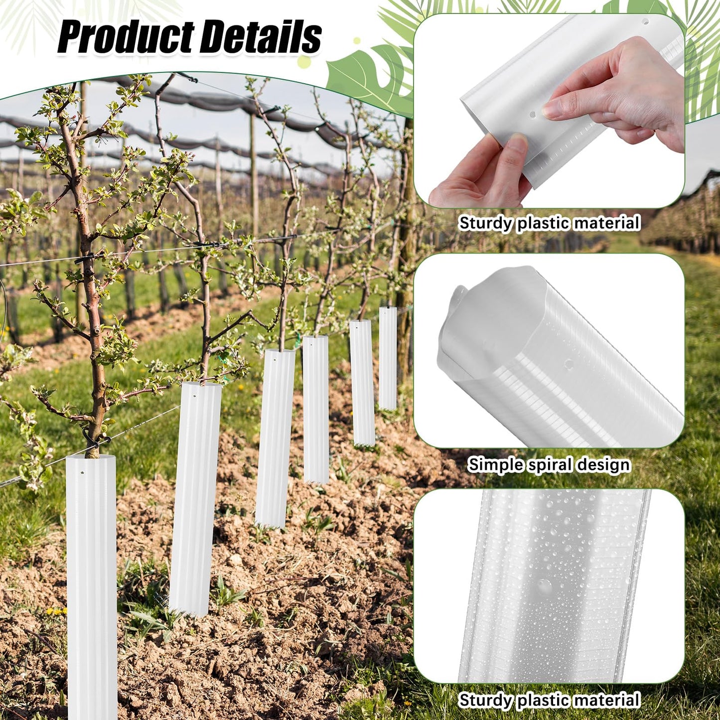 Frienda 20 Pcs Tree Trunk Protector 11.8" x 15.7" Corrugated Plastic Tree Guards Expandable Tree Tubes Flexible White Tree Bark Protector to Protect Saplings Plants from Weed Whacker Animals Trimmers