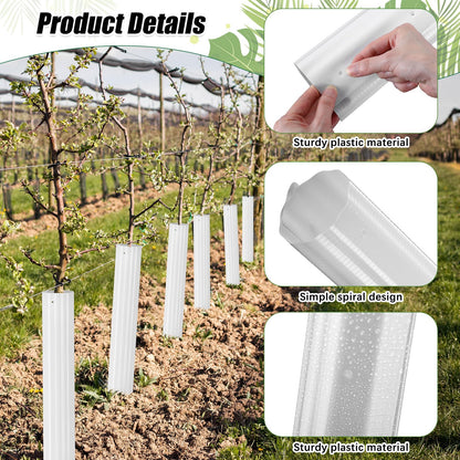 Frienda 20 Pcs Tree Trunk Protector 11.8" x 15.7" Corrugated Plastic Tree Guards Expandable Tree Tubes Flexible White Tree Bark Protector to Protect Saplings Plants from Weed Whacker Animals Trimmers