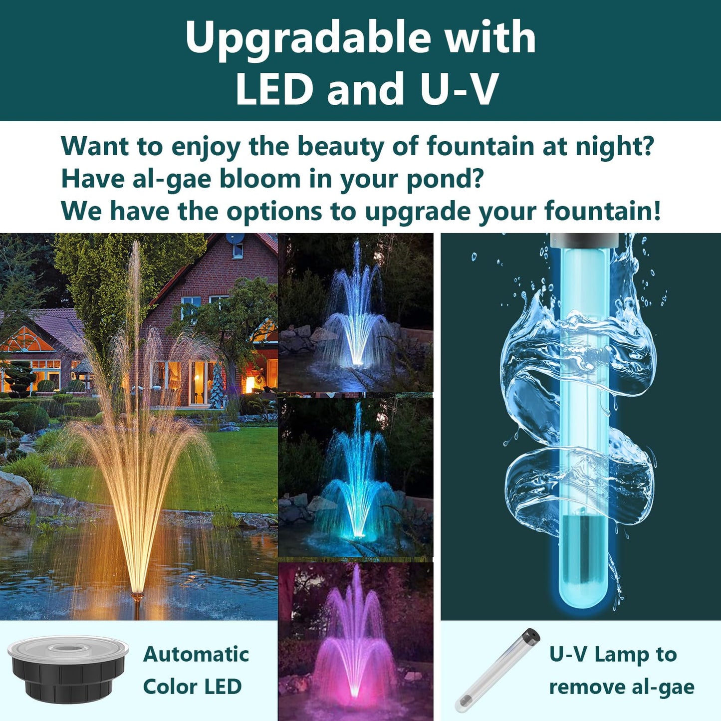 AquaMiracle Pond Filter with Pump Fountain Kits | 400GPH Pond Filter with Pond Pump & Fountain Kit | 3 Spray Patterns | Water Feature | Koi Pond Filters for Outdoor Ponds 200-350 Gal