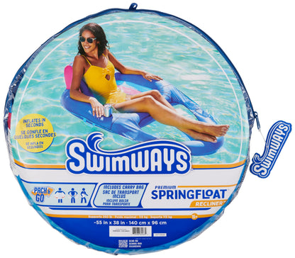 SwimWays Spring Float Premium Recliner Pool Lounger, Inflatable Pool Floats Adult with Fast Inflation for Ages 15 & Up