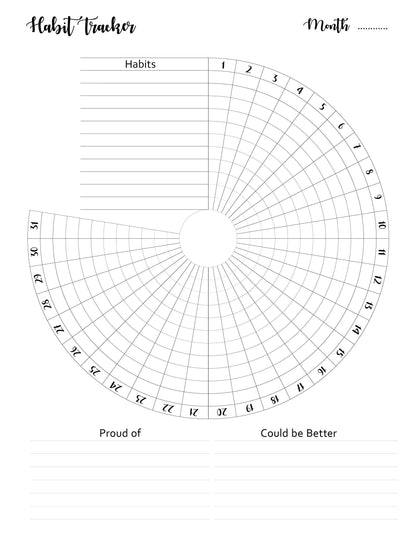 Habit Tracker Inserts for 9-Disc Planners (7 x 9.25 inches), Resolution Tracker, Monthly Habit Planner Refill, 12 Months Supply Compatible with Happy Planner ARC and TUL