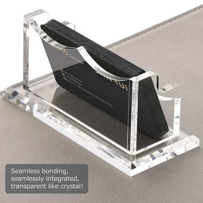 SANRUI Acrylic Business Card Holder for Desk,Clear Horizontal Name Card Stand for Women and Men, Desktop Organizer Display for Office Home Exhibition - 2 Pack 120 Card Capacity