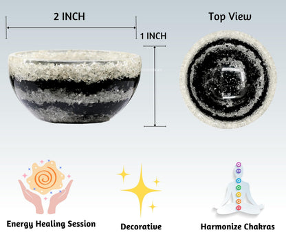Amazing Gemstone - 2" Orgonite Black Tourmaline & Clear Quartz Crystal Bowl for Meditation, Crystals and Healing Stones Gift and Protection