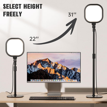 2 Packs Video Conference Lighting Kits, Dimmable Desk Ring Light with Stand and Phone Holder, Computer Laptop Light for Zoom Meeting, Video Calls, Live Streaming, Podcasting, Video Recoring