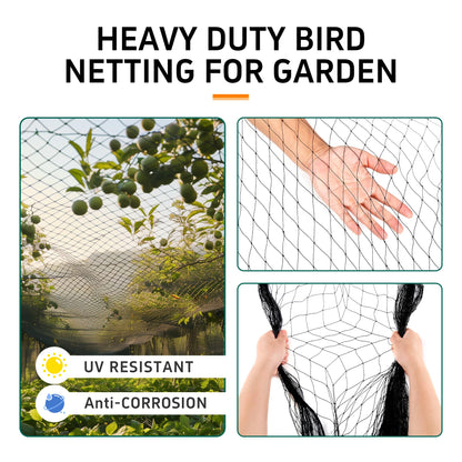 EMEKIAN Garden Netting, 25' x 50' Heavy Duty Bird Netting Deer Fence Net, 1" Mesh Poultry Netting for Chicken Coop, Run & Garden, Protect Fruit Trees, Vegetables from Birds, Deer, Squirrels