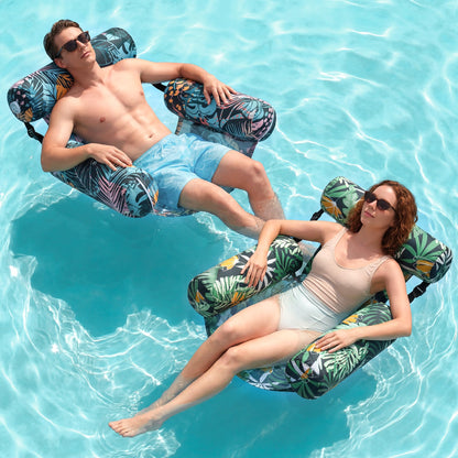 FindUWill Inflatable Pool Floats for Adult, 2 Pack Pool Float Chairs, Floating Lounge Chair for Adults, Heavy Duty Fabric Blow up Noodle Float for Summer Fun Pool Party Beach Lake
