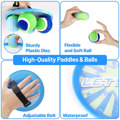 ANNKIE Kids Toys Toss and Catch Ball Set Game with 4 Paddles 4 Balls,Beach Toy Pool Toy Outdoor Yard Game for Kids Ages 3-12,Toys for Toddlers Age 3-5, Gifts for 3 4 5 6 7 8 9 10+ Year Old Boys Girls
