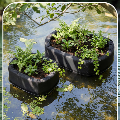 RimCereal 2 Pcs Floating Pond Planter Woven Fabric Floating Planters for Ponds Hydroponics Ponds Water Features and Decorations (Oval,9 Inches/ 5.5 Inches)