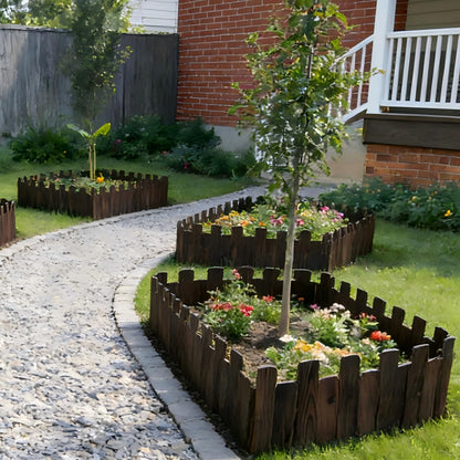 4FT Wooden Garden Edging Border Wood Garden Fence Decorative Landscape Edging Border Outdoor Wood Fence for Yard Tree Flower Bed Edging Borders (1PACK)