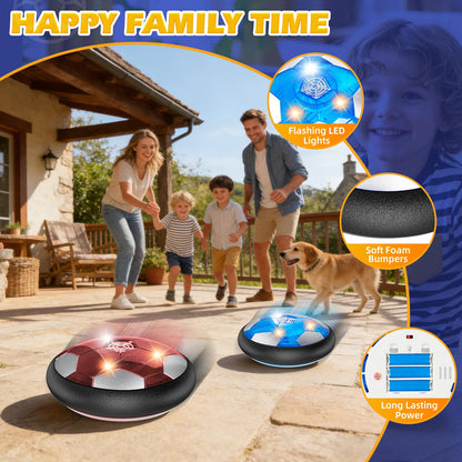 2Pcs LED Hover Soccer Ball Indoor Toys for 3-12 Year Old Boys Girls Christmas Birthday Gifts for 3 4 5 6 7 8 9 10 Years Old Kids Air Floating Soccer Toy Toddler Games Foam Bumper