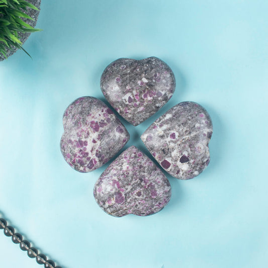 Crocon 50mm Ruby metrix Heart Stone Big Heart Shape Puff Stones Set 450+ Carats Pocket Crystal Healing Tumble Collection Palm Worry Stone Good Luck Charm Meditation Gift Craft Home Decor