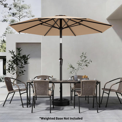 AreShark 9 FT Patio Umbrella for Outdoor, Outdoor Table Umbrella with Push Button Tilt and Crank, Outdoor Patio Umbrellas with 8 Sturdy Ribs for Market, Garden, Pool (Beige)