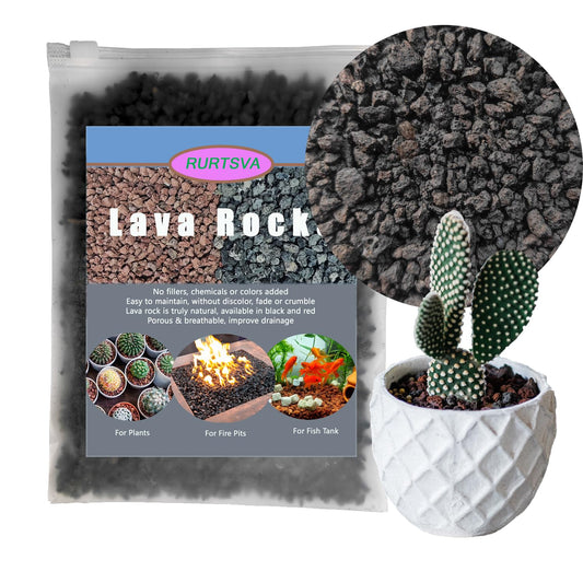 Lava Rocks for Plants, Volcanic Stones Gravel Horticultural Drainage Potting Soil for Indoor Outdoor Plants, Succulents, Bonsai, Cactus, Vase Fillers, Top Dressing (Black, 5lbs)