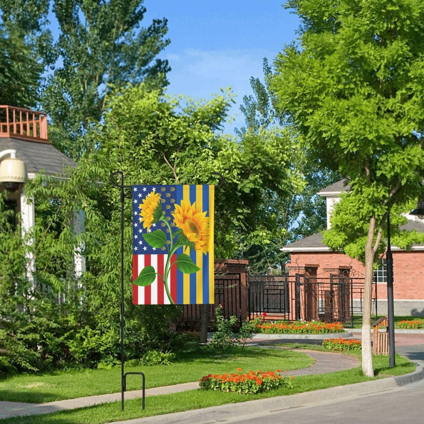 I Love Ukraine Garden Flag 28x40 Inch Outdoor Fade Proof Inside Sunflower Breeze Flag Garden House Home Decor Holiday Yard Sign