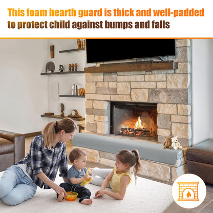 BALAPET Thick Memory Foam Fireplace Baby Proofing, 72x14 in Soft Fireplace Cover Hearth Cushion Baby Proof, Velvet Protectors for Children Proofing, Edge Protector(Gray,14x72in)