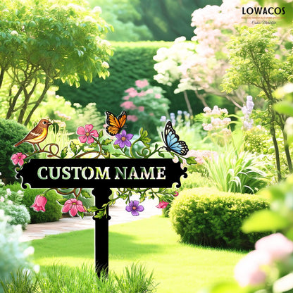 Personalized Garden Sign, Custom Garden Decor for Outside Patio Entryway, Large Rustic Metal Yard Stake Sign, Outdoor Yard Decoration, Gardening Gifts for Women Grandma Plant Lovers Housewarming