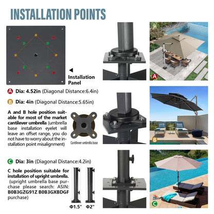 Wanhork In-ground Umbrella Base for Offset Cantilever Umbrellas, Stainless Steels Outdoor Umbrella Base, Upright Outdoor Umbrella Holder