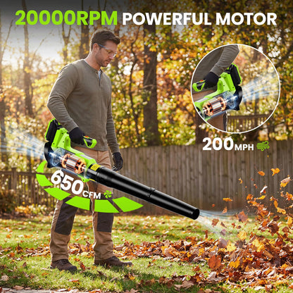 GOODJOB 20V 12" Cordless String Trimmer & 650CFM Leaf Blower Combo with 2X Batteries - Ultra-Light 3.5lbs Auto-Feed Weed Eater for Lawn Care