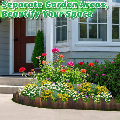 Wooden Garden Edging - 2 Pcs 5.9''x41.3'' Sturdy Pine Landscape Border, Flexible Decorative Fence for Outdoor Yard Lawn Flower Bed Pathway Tree