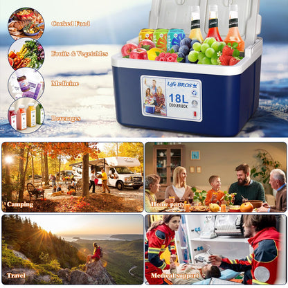 LifeBROS 11/17/19/27 Qt Insulated Portable Cooler Leak-Proof Airtight Ice Chest Dry Box Hard Cooler Plus Ice Packs for Travel, BBQ, Camping, Picnic- Blue