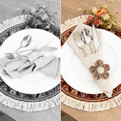 Napkin Rings Set of 12 Handmade Rustic Napkin Rings Reusable Boho Napkin Ring for Elegant Dining Table Decoration Perfect for Christmas, Thanksgiving, Wedding, Holiday, Everyday Use