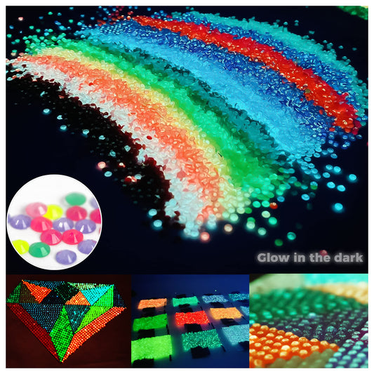 forever young Glow in The Dark Diamond Painting Beads for Diamond Dots Accessories, 20 Colors Round Diamond Painting Drills Flatback Rhinestones for Crafts, Bead Art Gem Art, 20000PCS