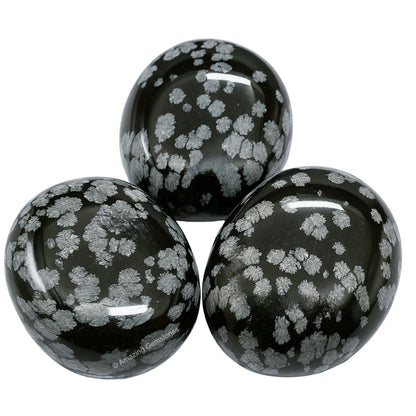 Amazing Gemstone Snowflake Obsidian Crystals and Healing Stones - Large Palm Stone Crystals Piedra - Crystal for Good Luck, Positive Energy, Meditation - Unique Stocking Stuffers, Gifts for Women