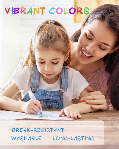 NewFamily 36-Color Dustless Chalk with Holders, Non-Toxic Washable Sidewalk & Blackboard Chalk for Kids' Toddler Art & Indoor Play