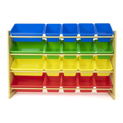 Humble Crew Toy Storage Organizer with 20 Removable Storage Bins for Kids Playroom, 4-Tier Toddler Toy Organization, Natural/Primary
