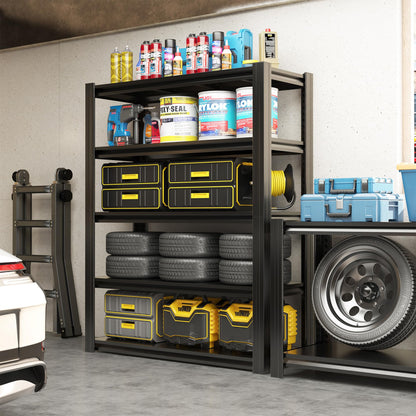 EKJ 72" H Garage Shelving 2500 LBS Heavy Duty Storage Shelves, Adjustable 5 Tier Metal Shelving Unit, Metal Racks for Storage, Utility Shelves for Workshop, Basement, Home Office 72" H*35.4"W*15.7"D
