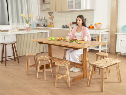 ARROWSTONE Round Stool Acacia Wood, 18" Height, 11'' Round Top, Backless, Easy Assembly, Natural Wax Finish, Wooden Stool for Plant, Dining Room, Kitchen Counter, Makeup