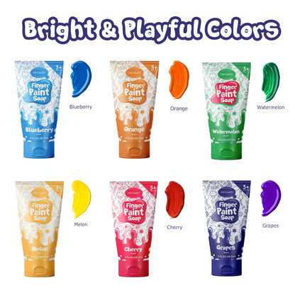 SWCANDY Bath Paint Soap Toys Kids Toddler 6 Pack Non-Toxic Washable Bathtub Paint for Finger Painting on Tub Walls Toy for Creative Play Fun Bath Art