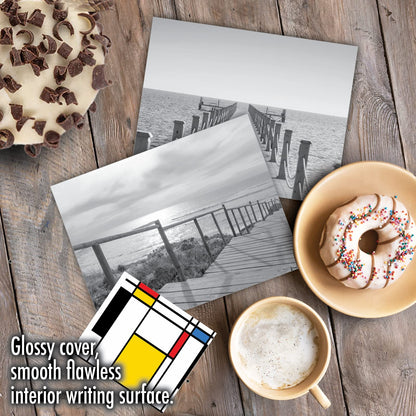 The Best Card Company - 10 Blank Note Cards with Envelopes (4 x 5.12 Inch) - Black & White Photos, Bulk Boxed Set - Slip Notes M6453OCB