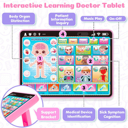 Toidgy Learning Toys Tablet with Music & Sound, Speech Therapy Toys for Toddlers Age 1, 2, 3, Montessori Toys Christmas Birthday Gifts for Girls, Boys, Baby 12-18 Months, Doctors Pretend Playset