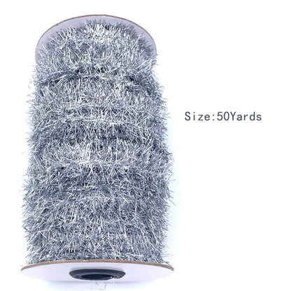 Bituinra 50 Yards Silver Metallic Tinsel Christmas Garland Tinsel Bibbon for Christmas Tree,Wedding Birthday Party Decorations Supplies (Silver)